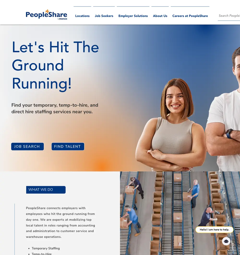 PeopleShare by PROMAN job board platform screenshot showing job search interface