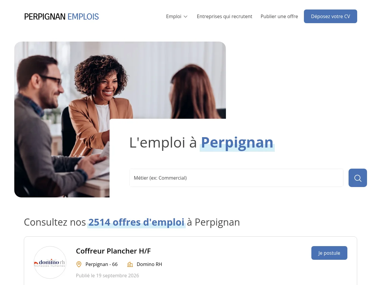 Perpignan Emplois screenshot Perpignan Emplois job board platform screenshot showing job search interface