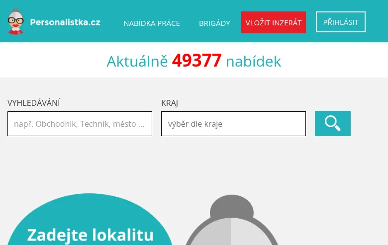 Personalistka.cz screenshot Personalistka.cz job board platform screenshot showing job search interface