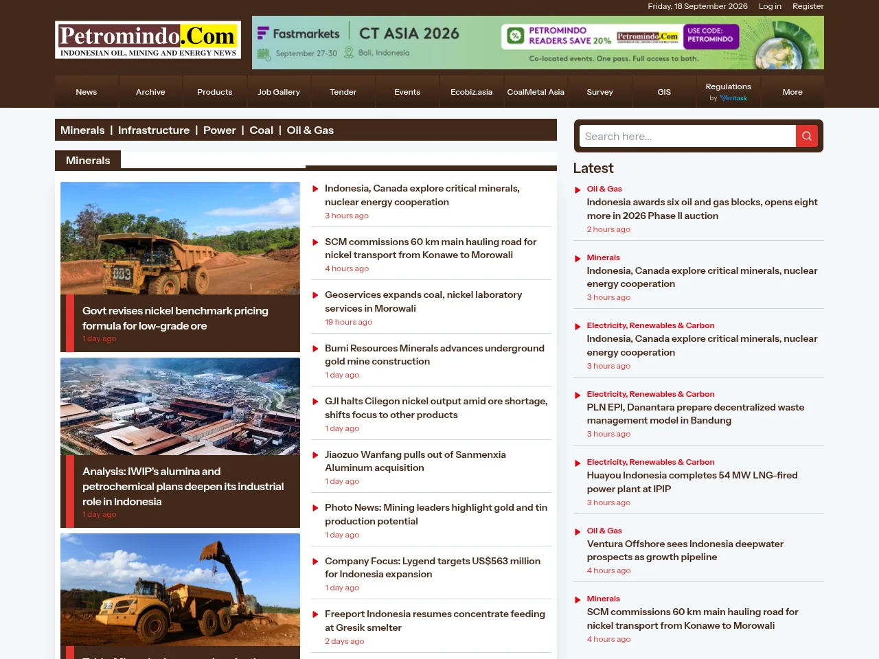 Petromindo job board platform screenshot showing job search interface