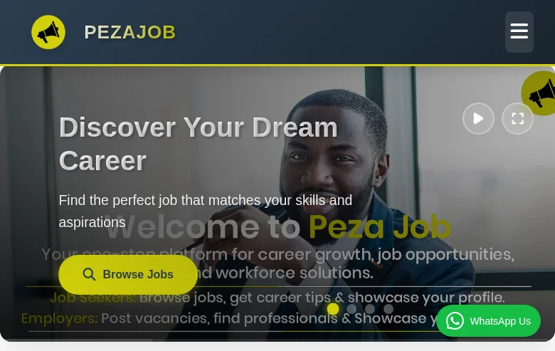 PezaJob Zambia screenshot PezaJob Zambia job board platform screenshot showing job search interface