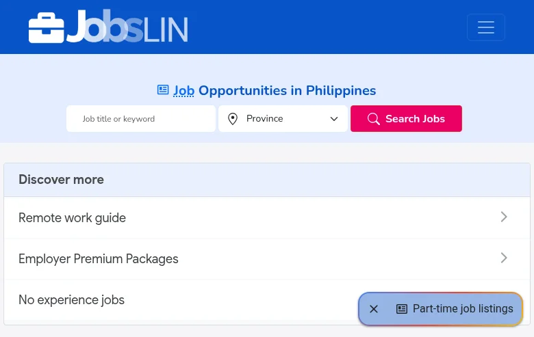 Jobslin screenshot Jobslin job board platform screenshot showing job search interface