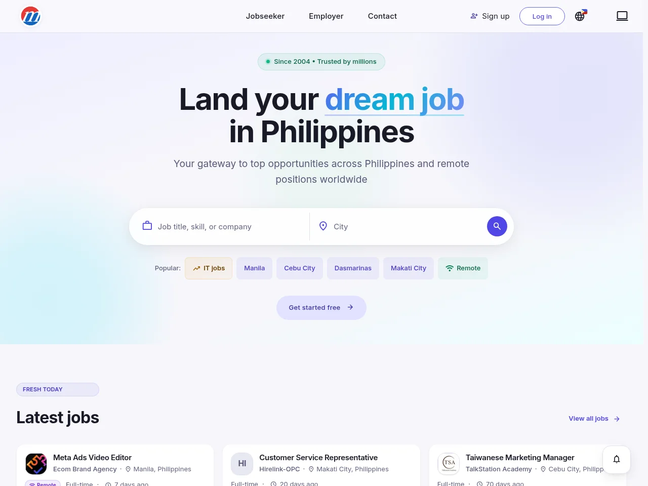 Mustakbil.com job board platform screenshot showing job search interface