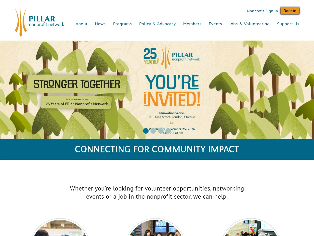 Pillar Nonprofit Network screenshot Pillar Nonprofit Network job board platform screenshot showing job search interface