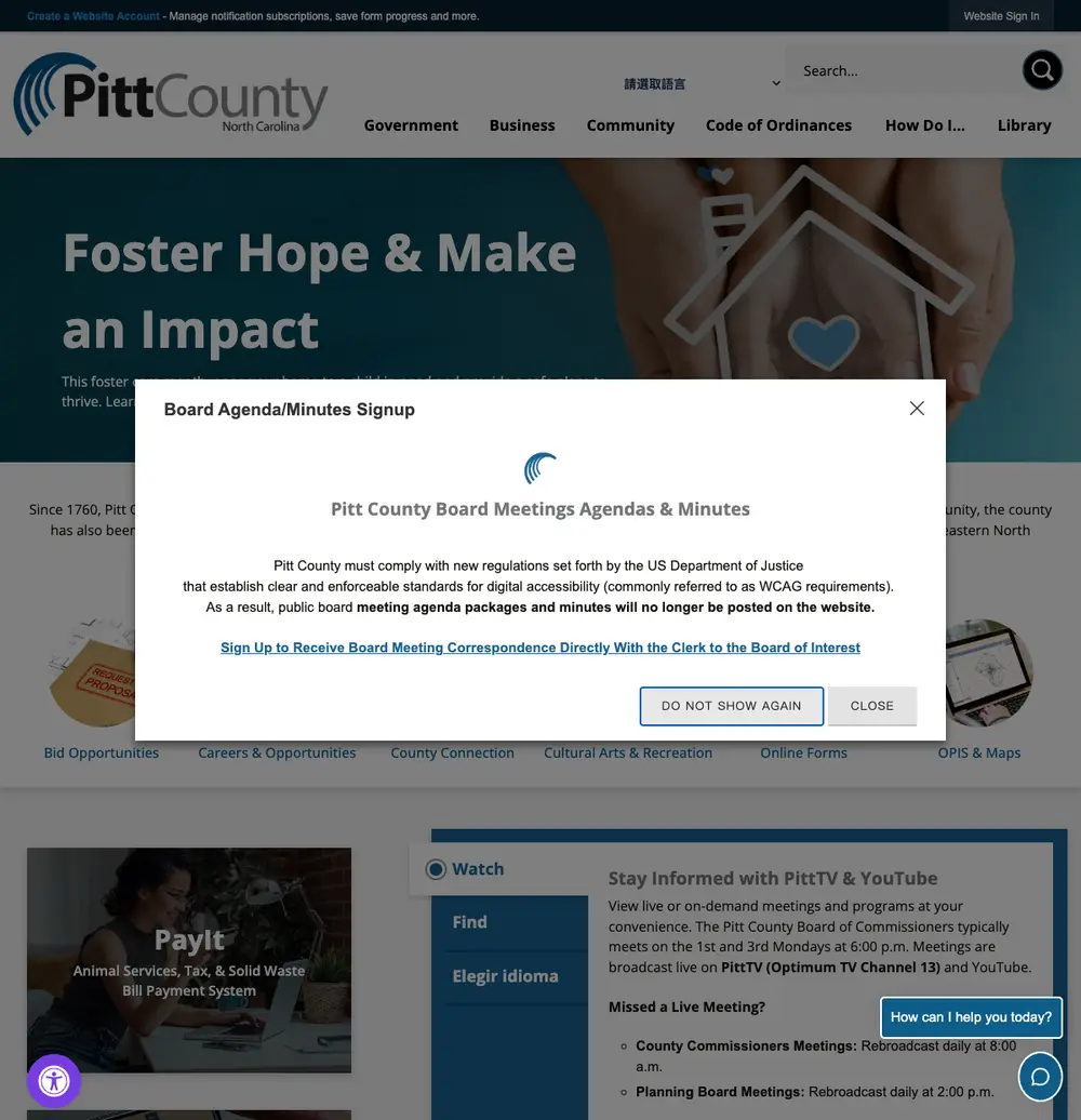 Pitt County, NC screenshot Pitt County, NC job board platform screenshot showing job search interface