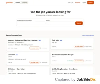 Jobomas Pakistan platform preview