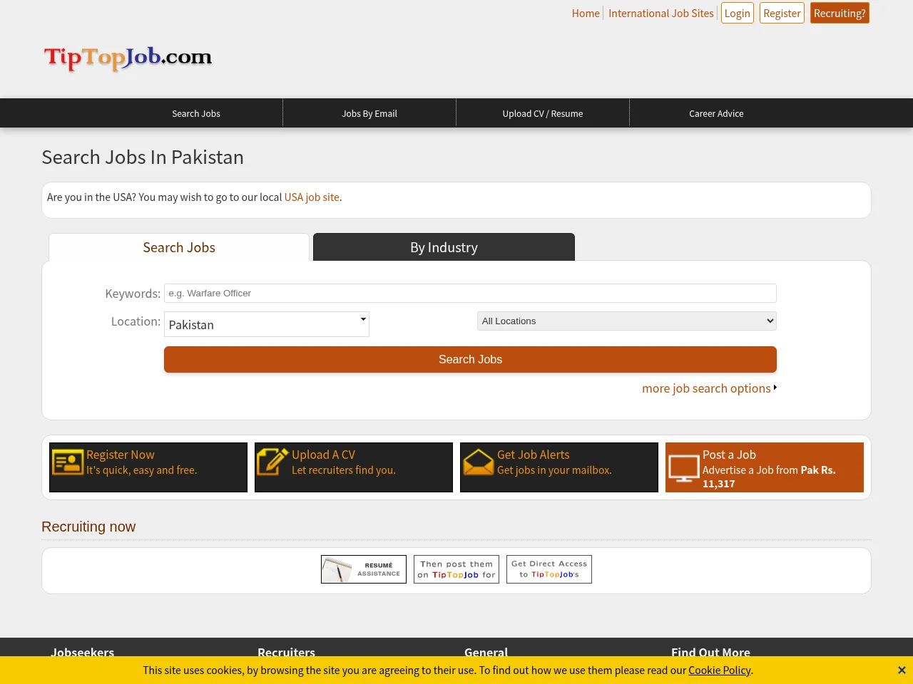 TipTopJob screenshot TipTopJob job board platform screenshot showing job search interface