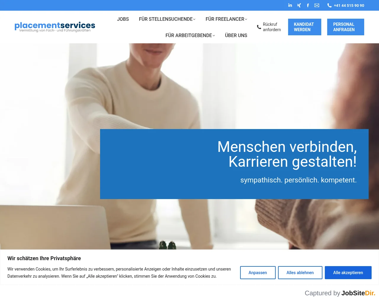 Placement Services website screenshot