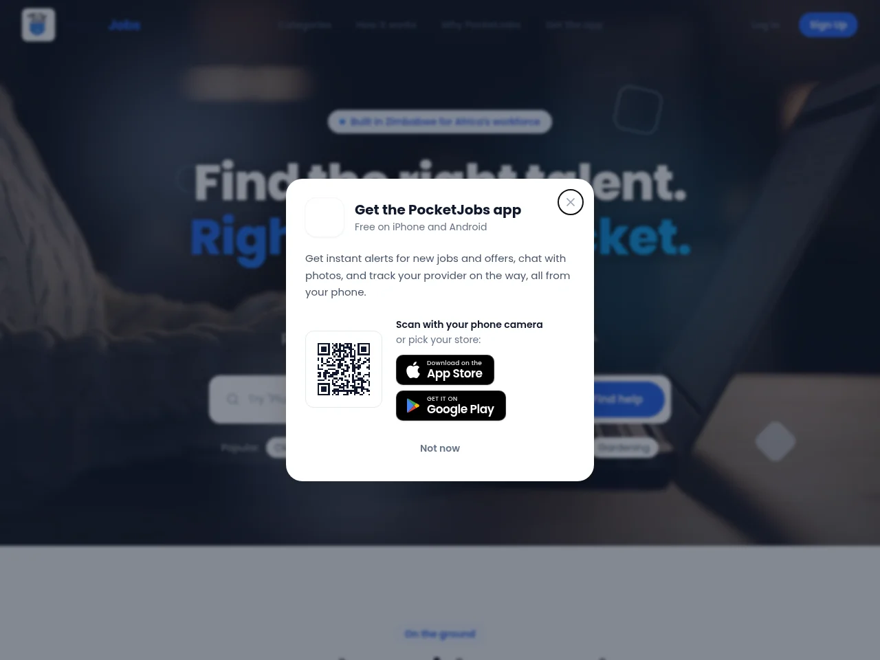 PocketJobs screenshot PocketJobs website screenshot