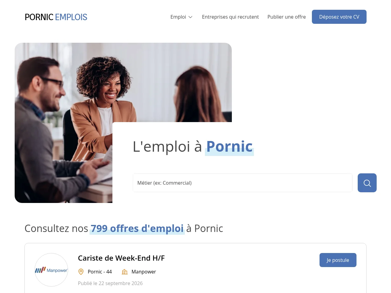 Pornic Emplois screenshot Pornic Emplois job board platform screenshot showing job search interface