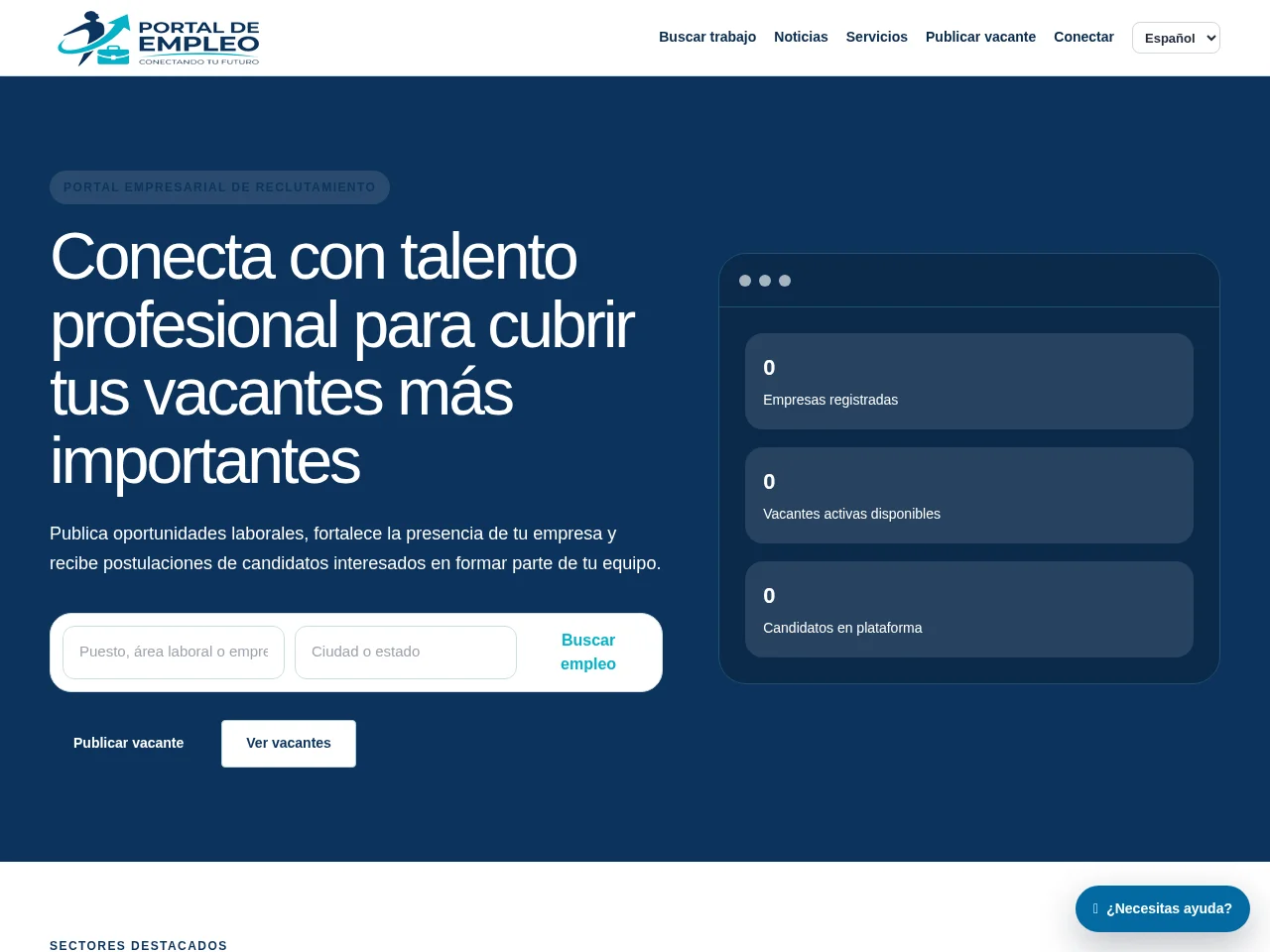 Portal de Empleo job board platform screenshot showing job search interface