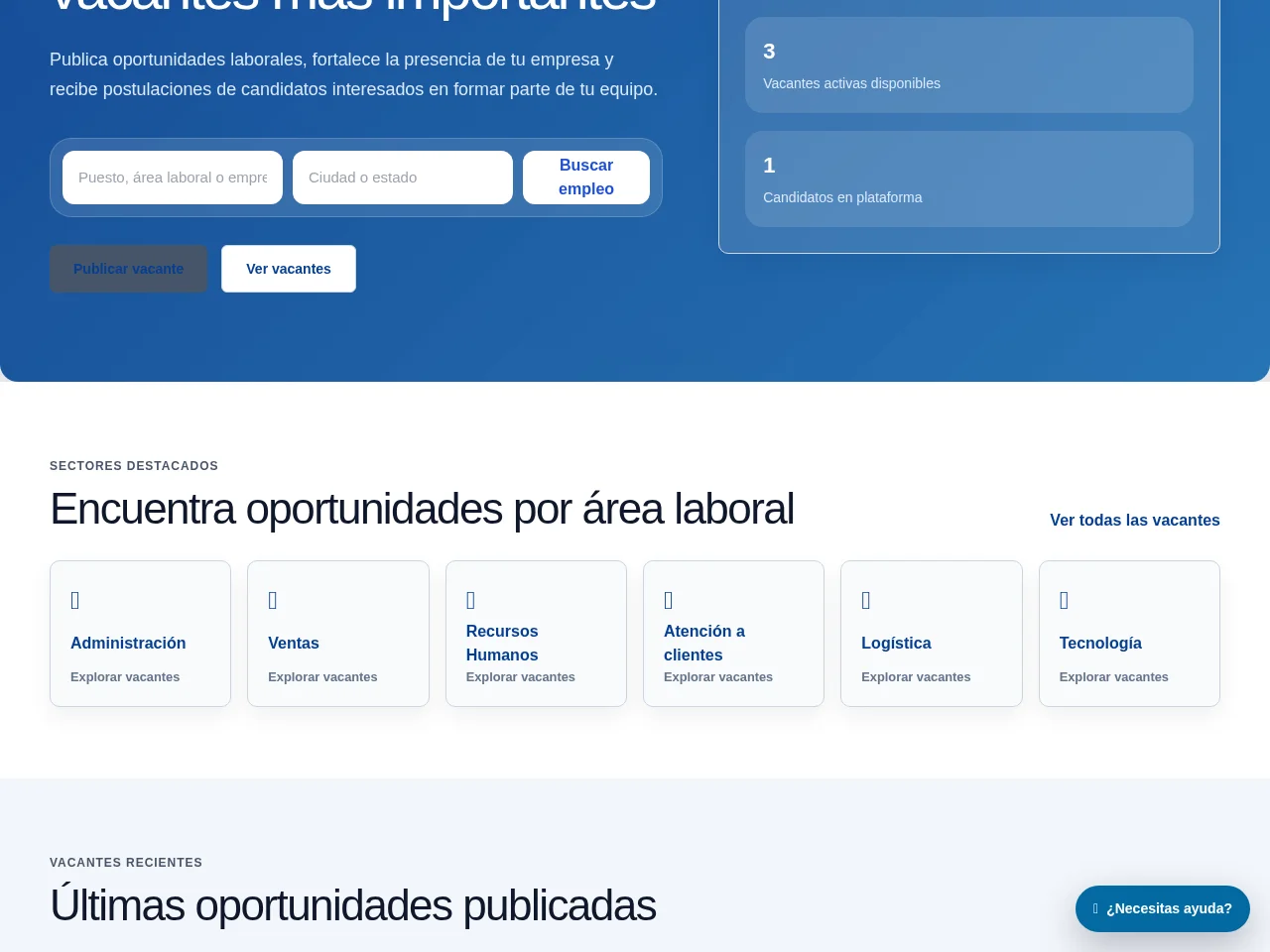 Portal del Empleo job board platform screenshot showing job search interface