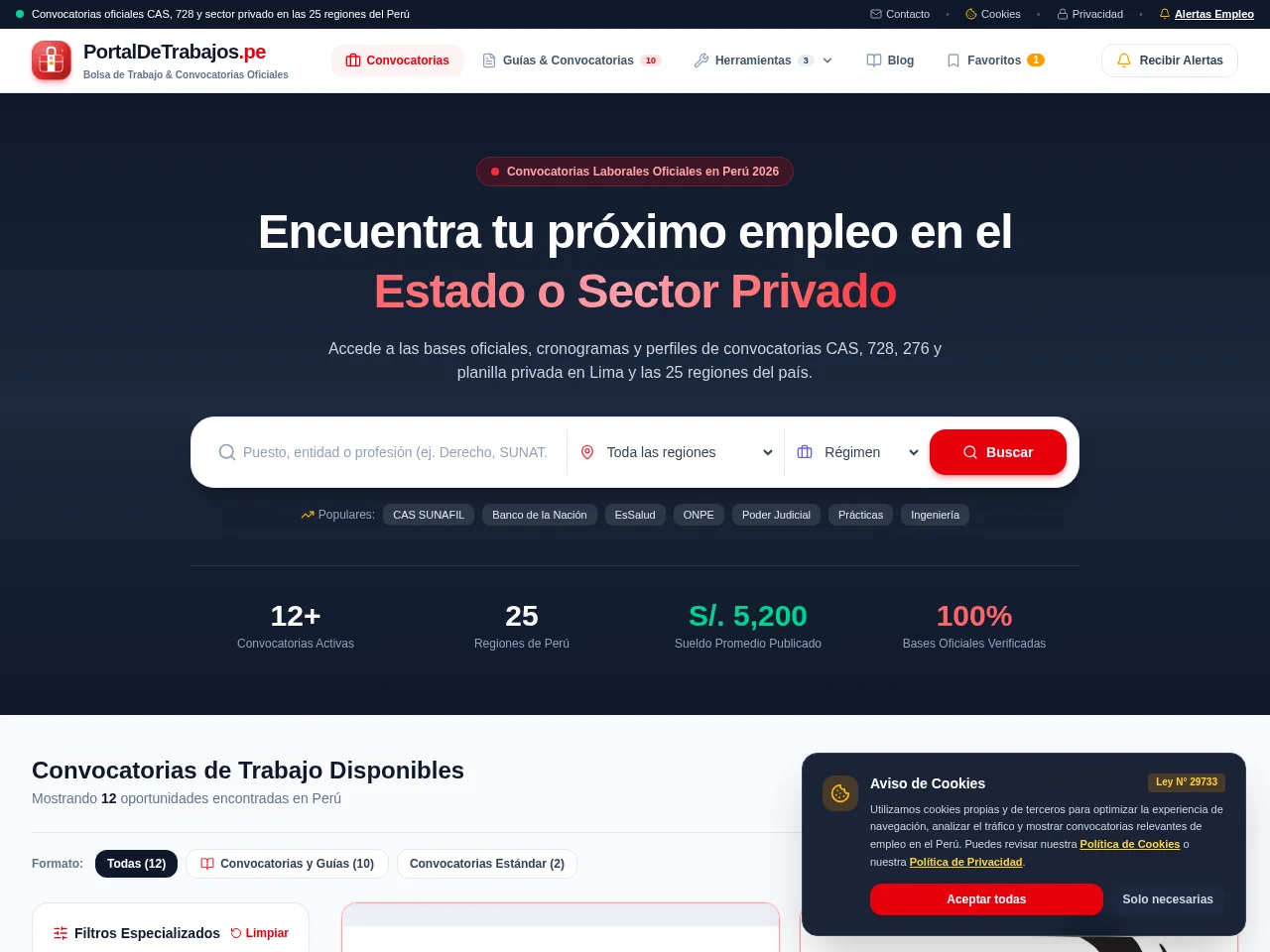 PortalDeTrabajos.pe website screenshot