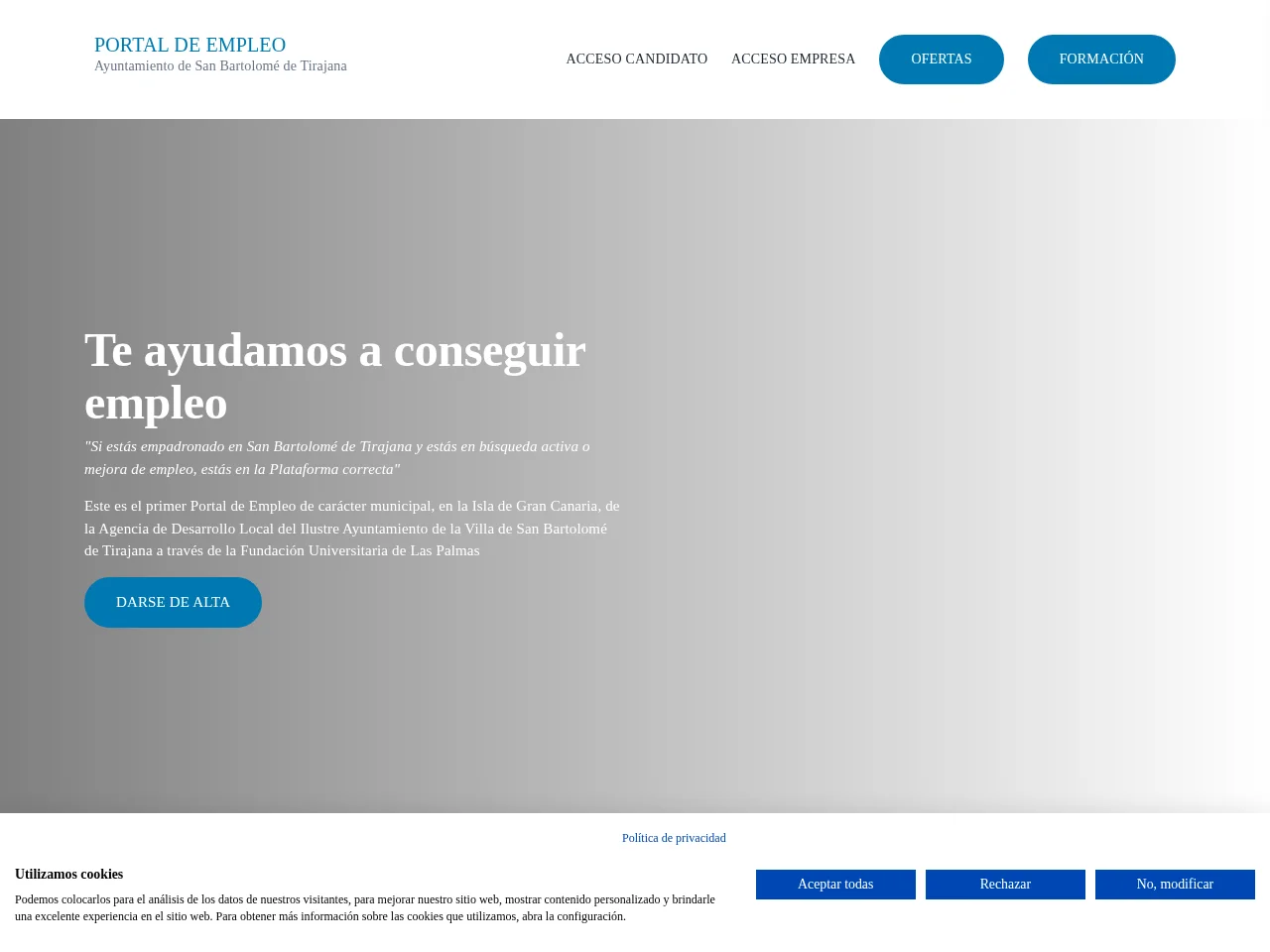 Portal de empleo Ayuntamiento de San Bartolomé de Tirajana screenshot Portal de empleo Ayuntamiento de San Bartolomé de Tirajana job board platform screenshot showing job search interface