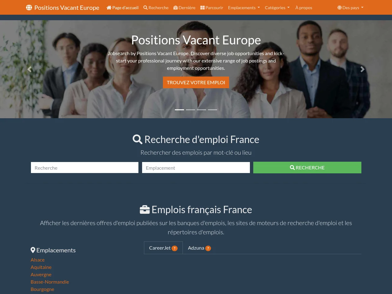 Positions Vacant Europe screenshot Positions Vacant Europe job board platform screenshot showing job search interface