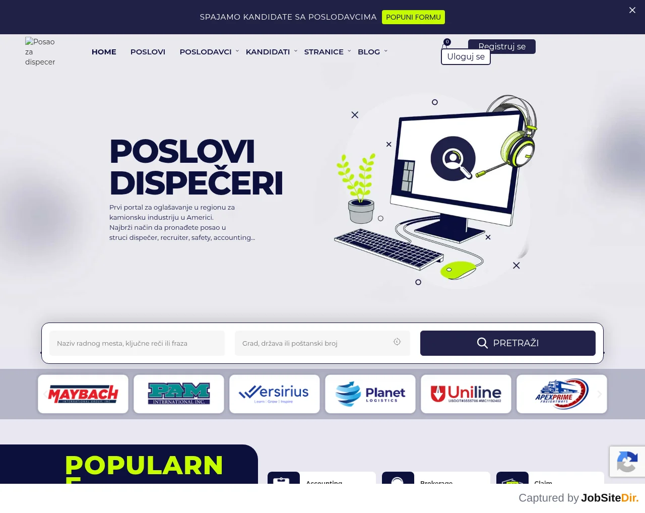 Poslovi Dispeceri website screenshot