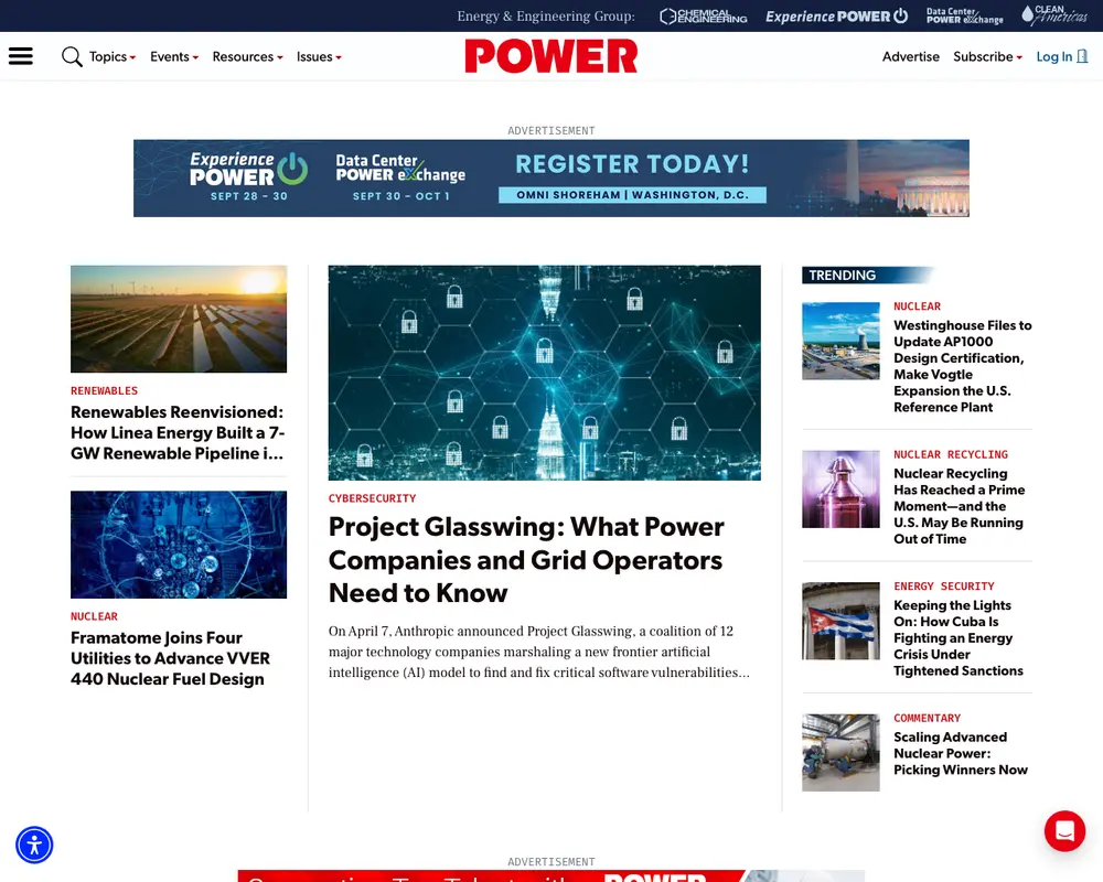 POWER Magazine job board platform screenshot showing job search interface