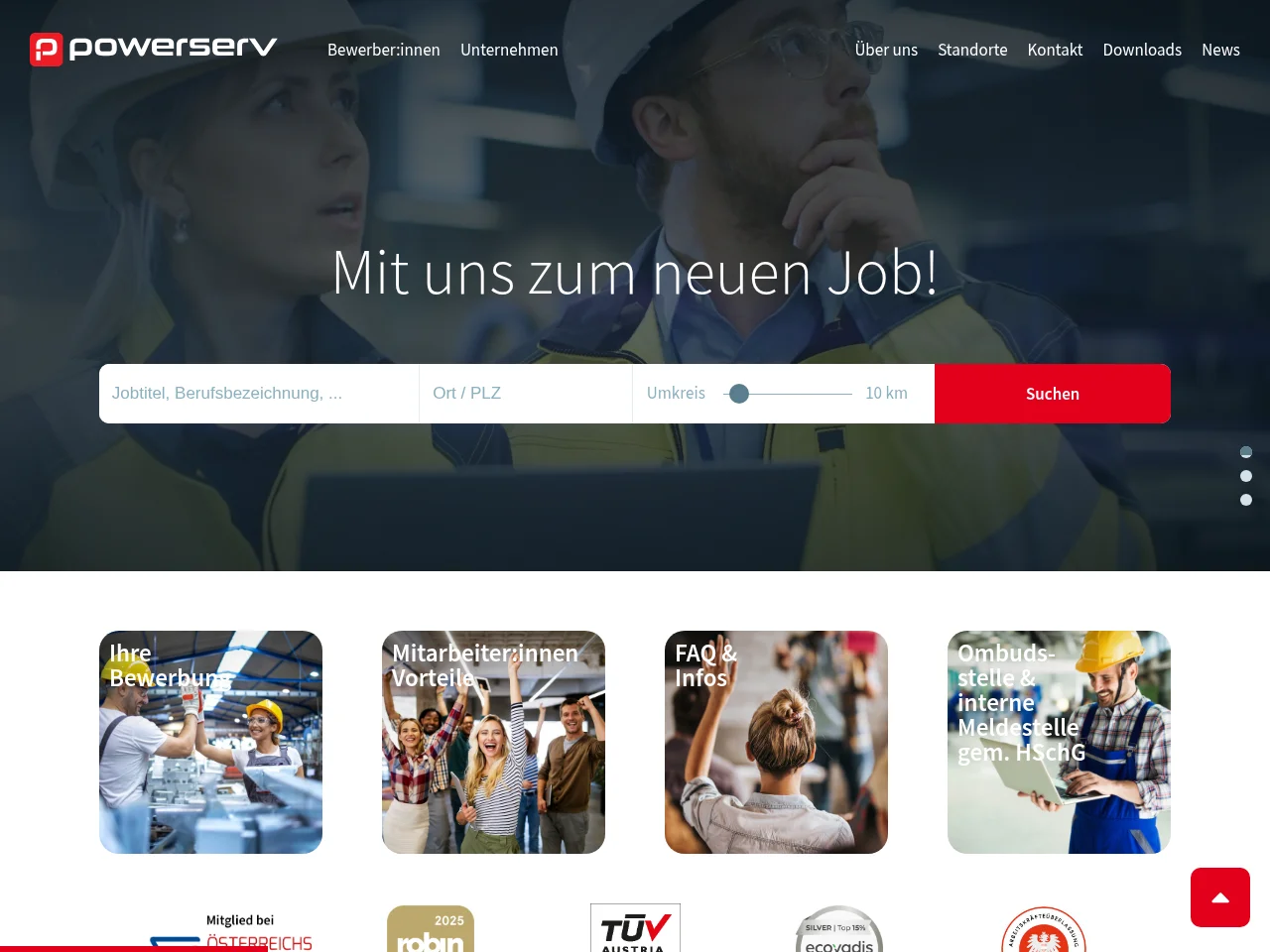 Powerserv Austria GmbH screenshot Powerserv Austria GmbH job board platform screenshot showing job search interface
