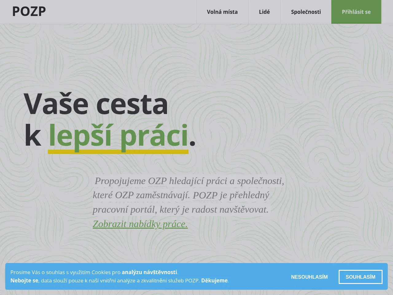 POZP.cz job board platform screenshot showing job search interface