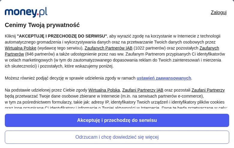 Praca - Money.pl job board platform screenshot showing job search interface