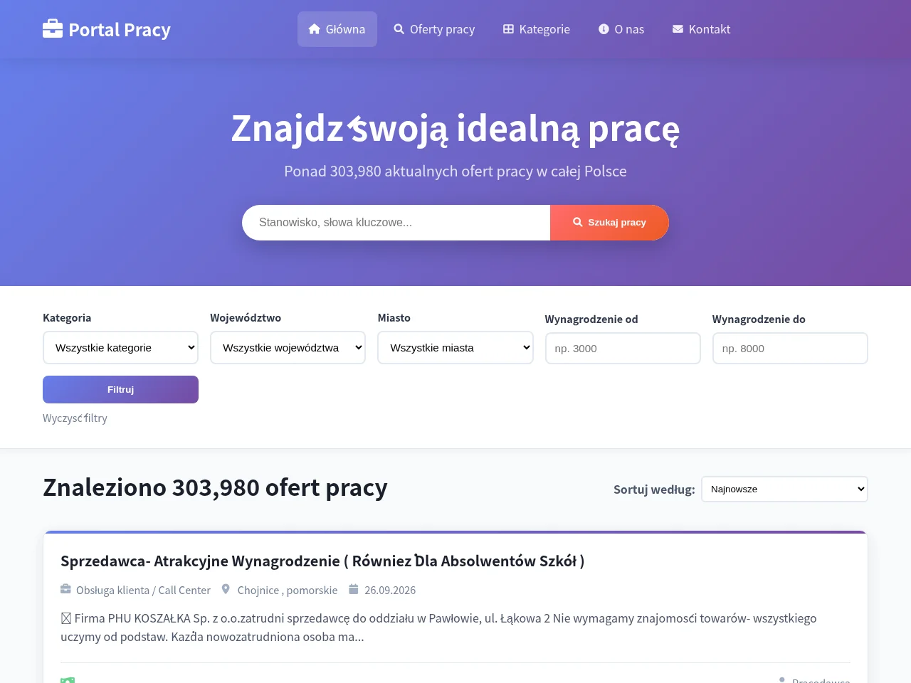 Monster Polska screenshot Monster Polska job board platform screenshot showing job search interface
