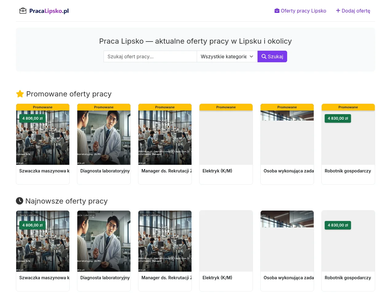 Praca Lipsko screenshot Praca Lipsko job board platform screenshot showing job search interface