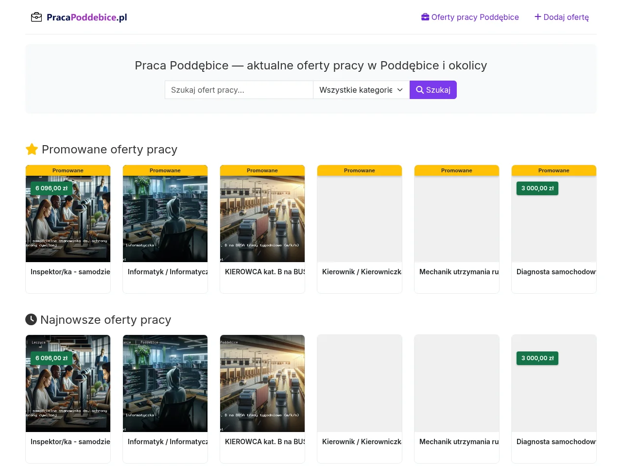 Praca Poddębice screenshot Praca Poddębice job board platform screenshot showing job search interface