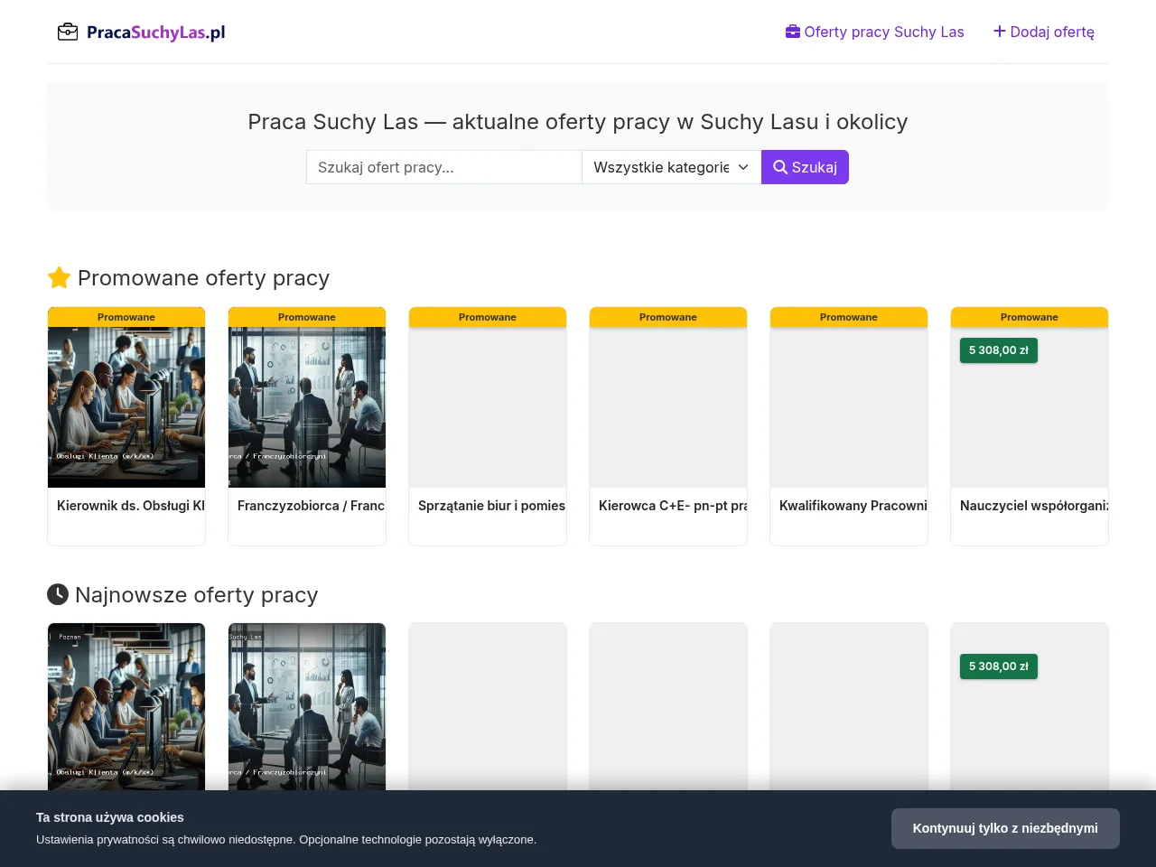 Praca Suchy Las screenshot Praca Suchy Las job board platform screenshot showing job search interface