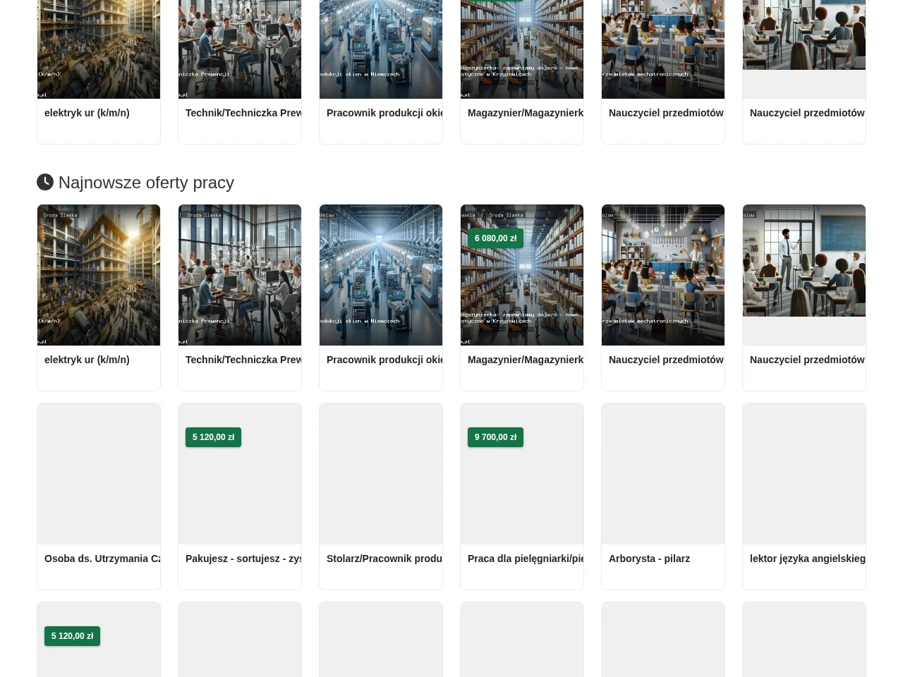 Praca Wołów screenshot Praca Wołów job board platform screenshot showing job search interface