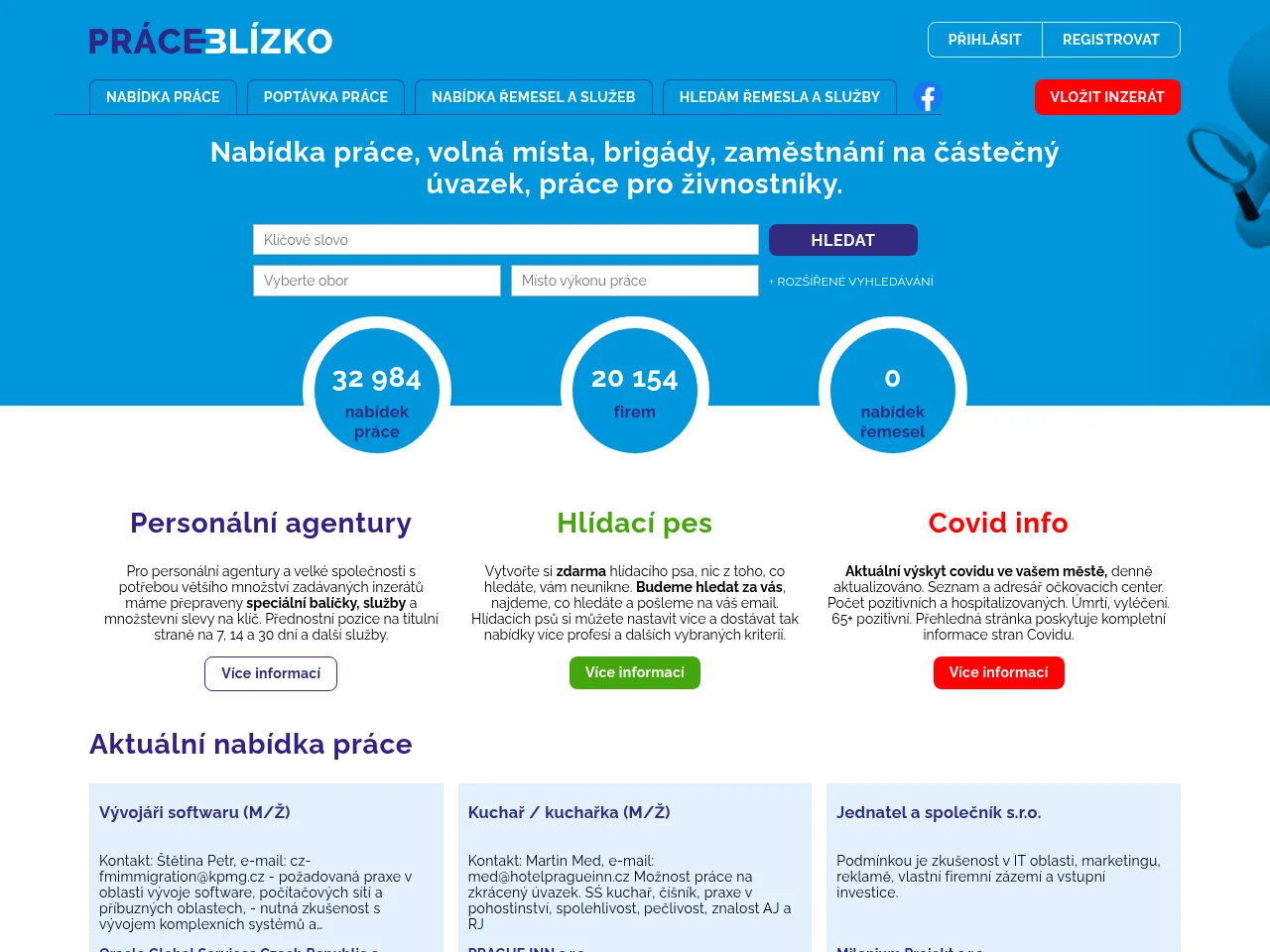PraceBlizko.cz screenshot PraceBlizko.cz job board platform screenshot showing job search interface