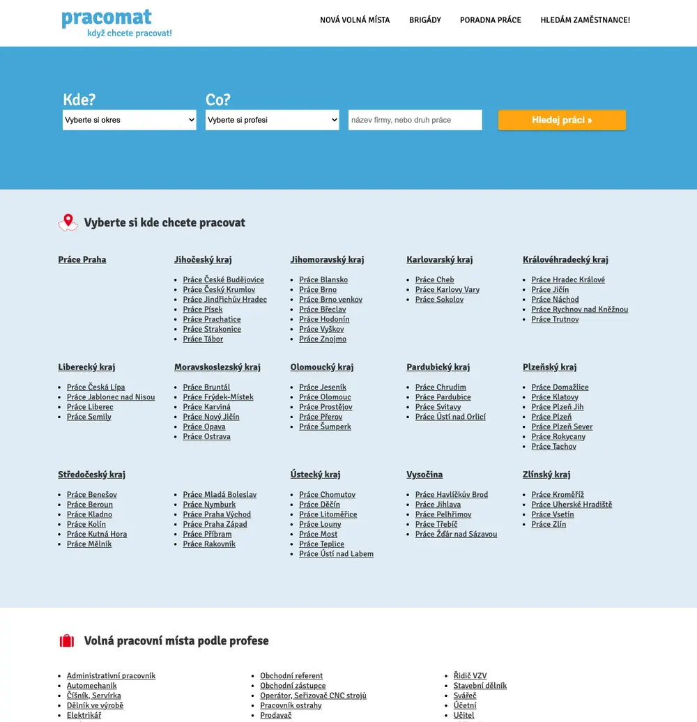 Pracomat job board platform screenshot showing job search interface