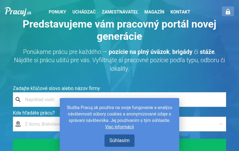 Pracuj.sk screenshot Pracuj.sk job board platform screenshot showing job search interface