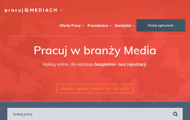 Pracuj w Mediach screenshot Pracuj w Mediach job board platform screenshot showing job search interface