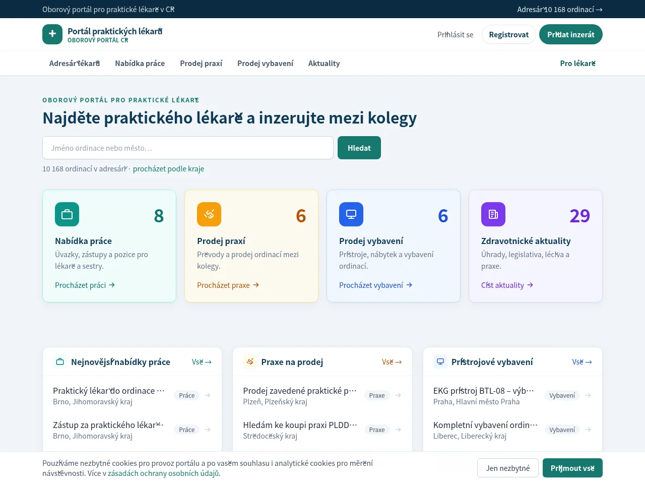 Praktikportal.cz website screenshot