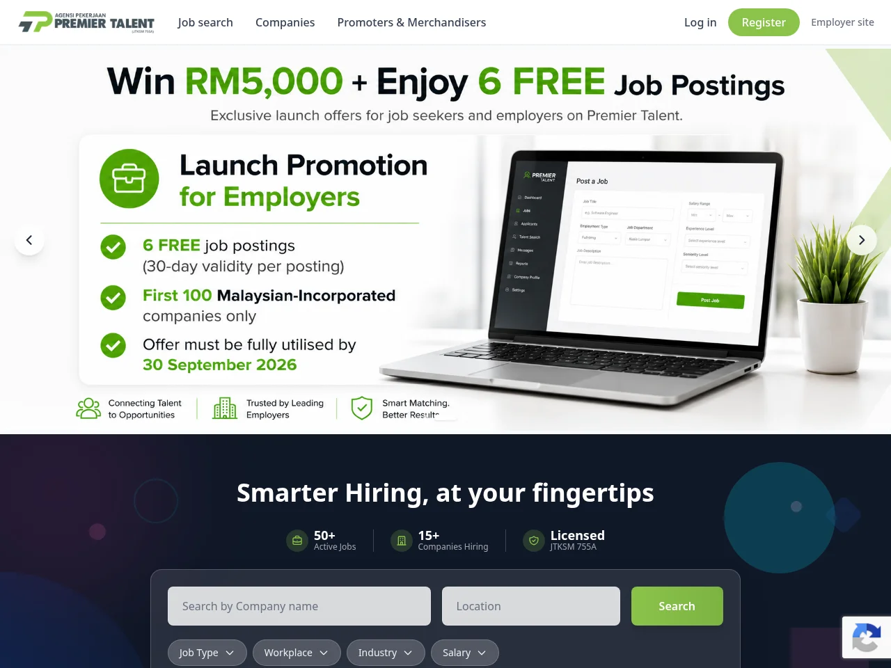 Premier Talent screenshot Premier Talent job board platform screenshot showing job search interface