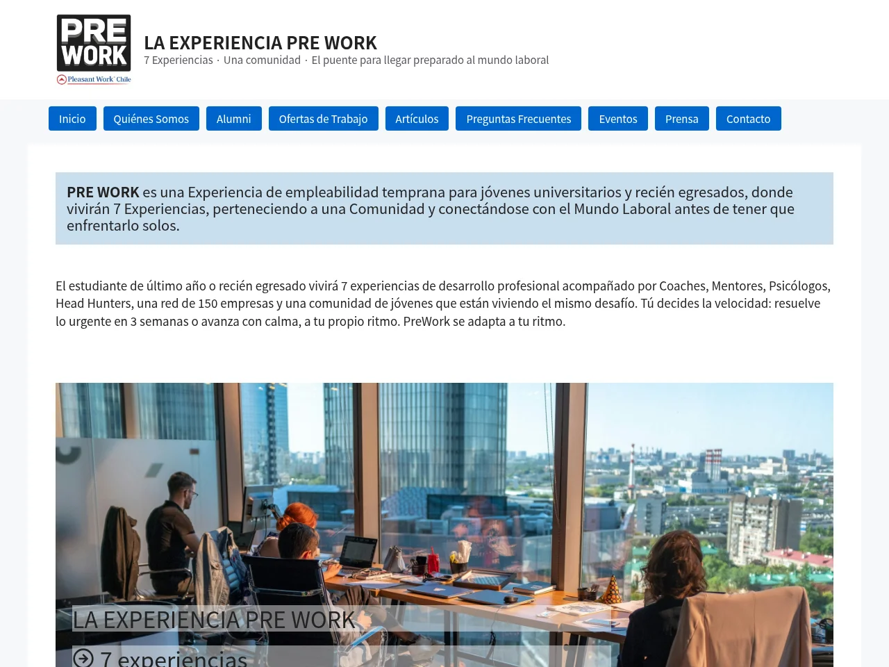 PreWork screenshot PreWork website screenshot