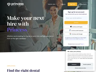 Princess Dental Staffing platform preview
