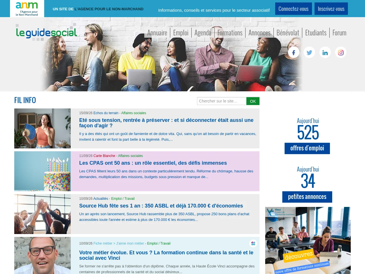 Guide Social job board platform screenshot showing job search interface