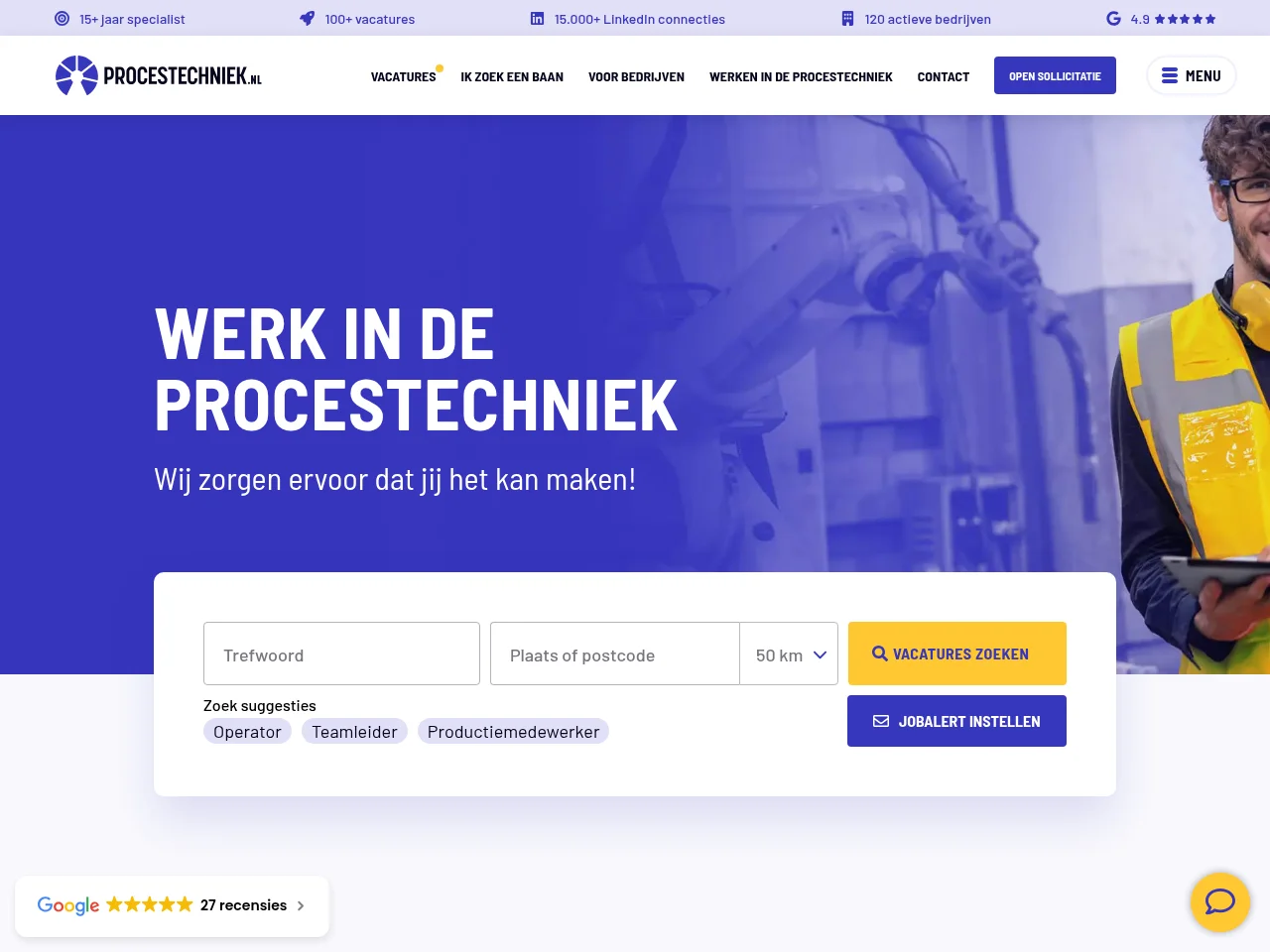 Procestechniek.nl screenshot Procestechniek.nl job board platform screenshot showing job search interface