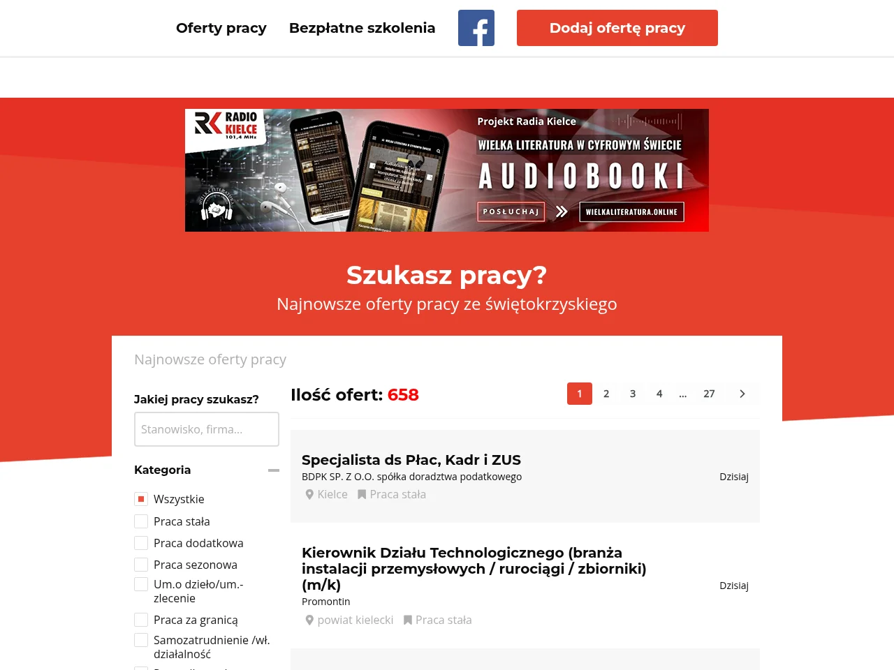 Projekt Praca Radio Kielce screenshot Projekt Praca Radio Kielce job board platform screenshot showing job search interface