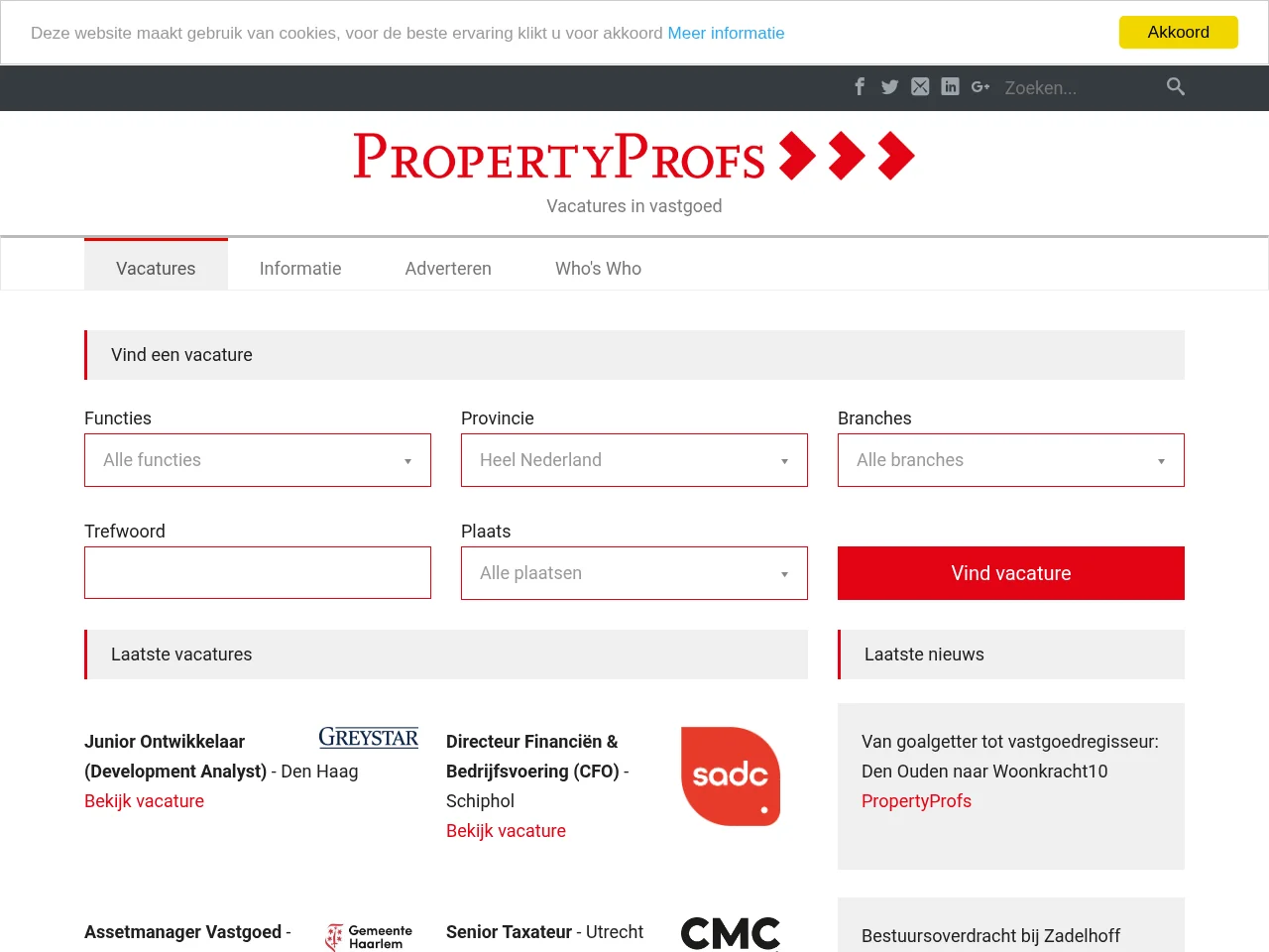 PropertyProfs screenshot PropertyProfs job board platform screenshot showing job search interface