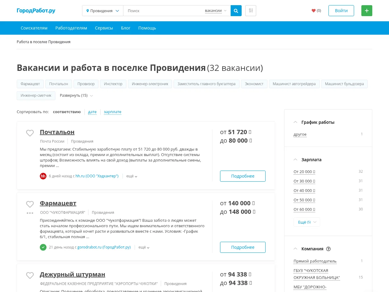 ГородРабот.ру screenshot ГородРабот.ру job board platform screenshot showing job search interface