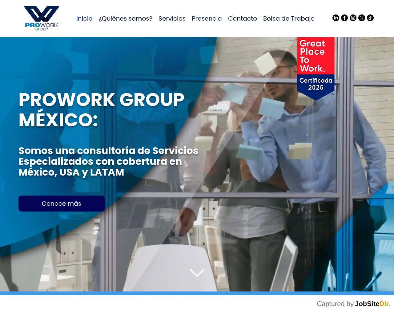 Prowork México website screenshot