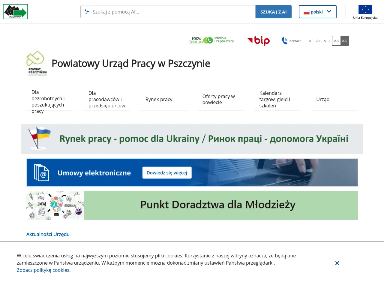 Powiatowy Urząd Pracy w Pszczynie - Wortal PSZ screenshot Powiatowy Urząd Pracy w Pszczynie - Wortal PSZ website screenshot
