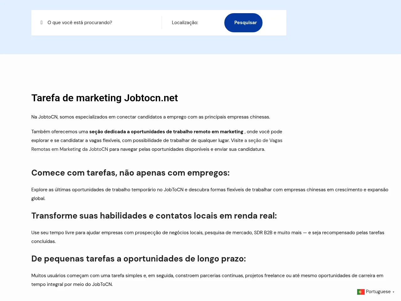 JobtoCN job board platform screenshot showing job search interface