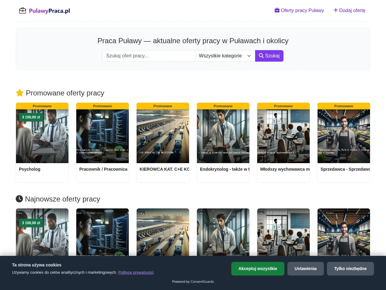 Praca Puławy screenshot Praca Puławy job board platform screenshot showing job search interface