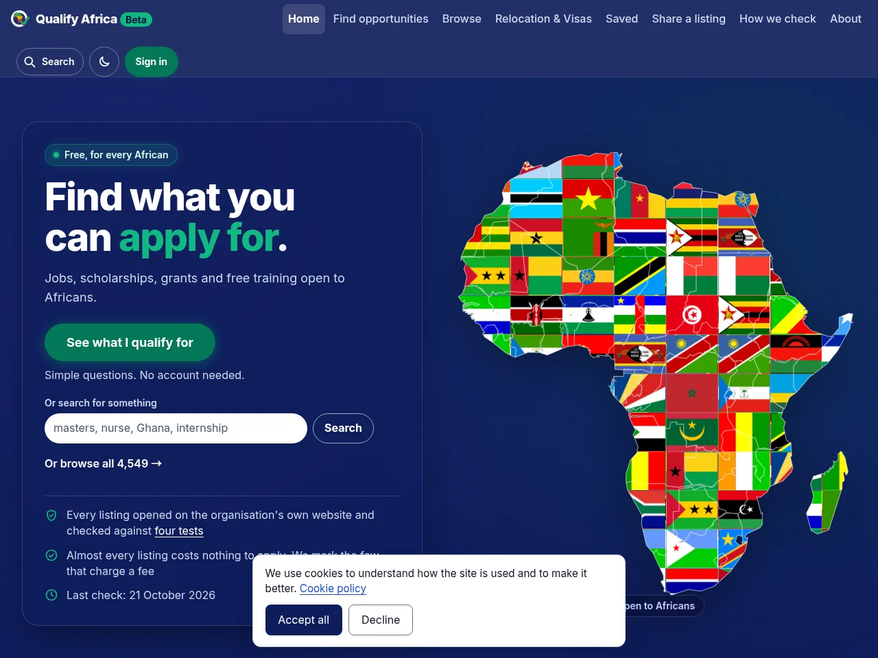 Qualify Africa website screenshot