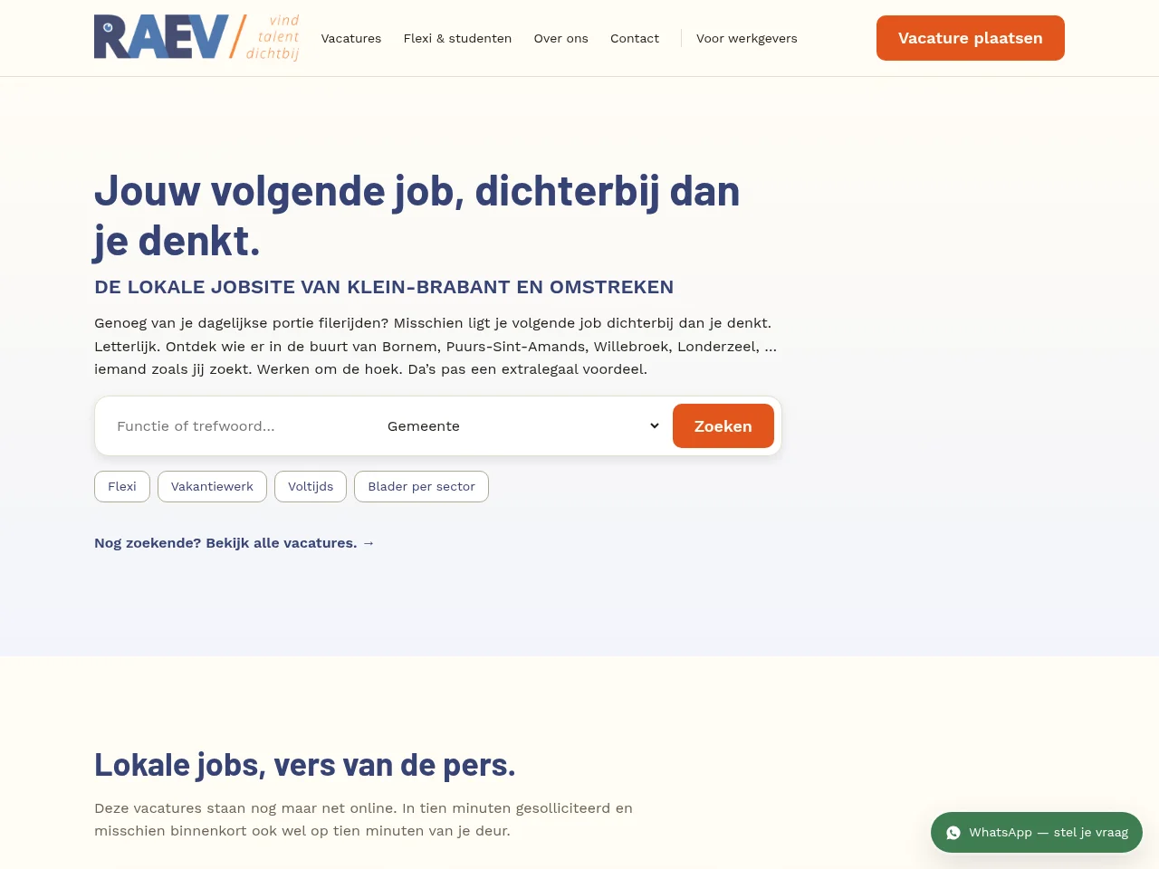 RAEV job board platform screenshot showing job search interface