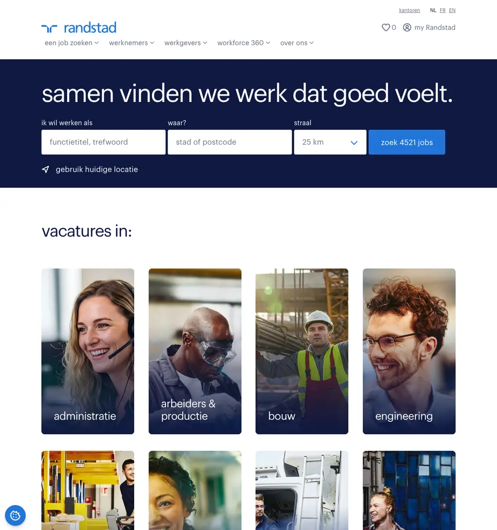 Randstad screenshot Randstad job board platform screenshot showing job search interface
