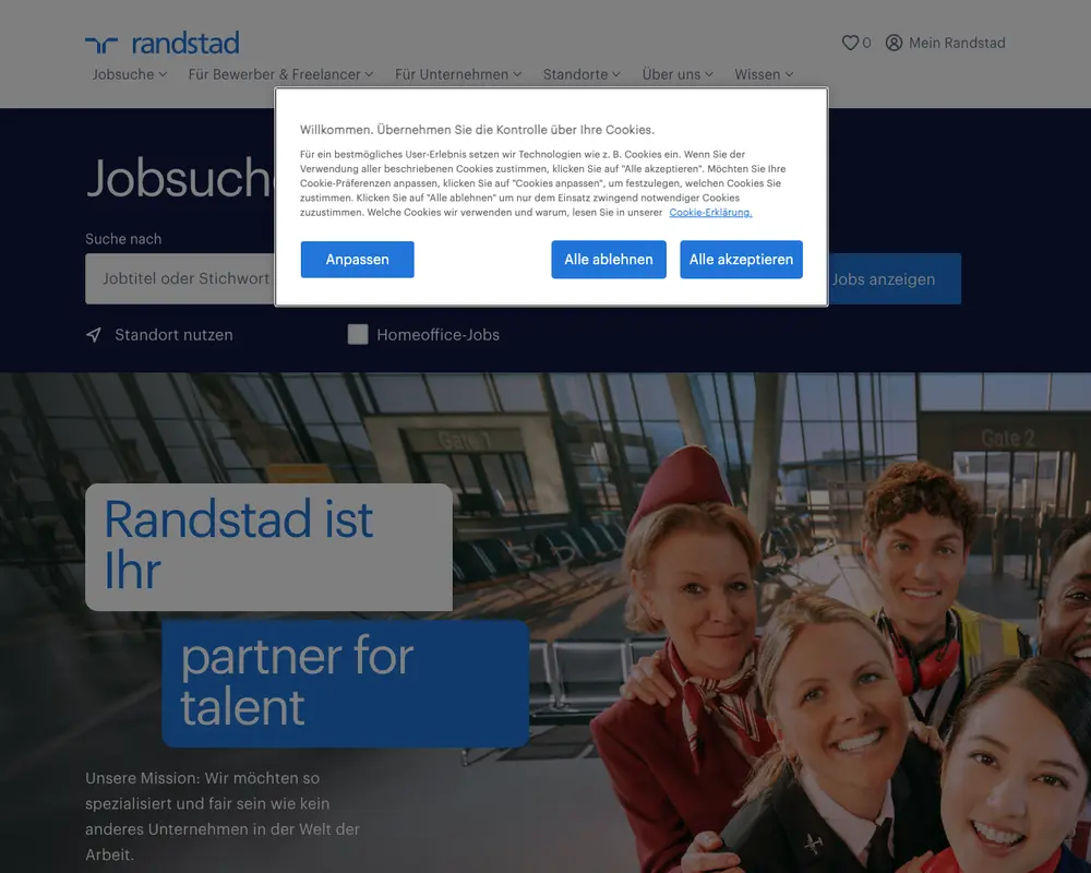 Randstad Deutschland screenshot Randstad Deutschland job board platform screenshot showing job search interface
